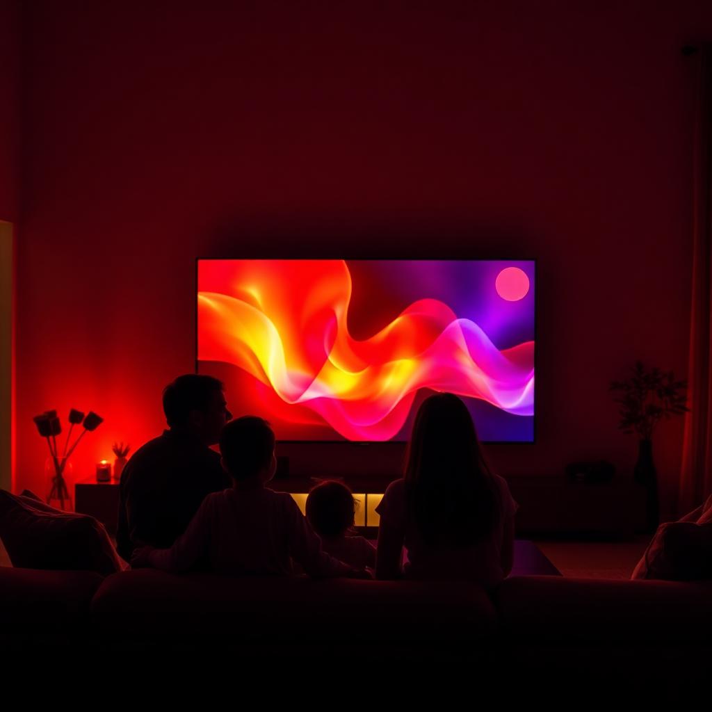Sala viendo TV con ambiente cálido