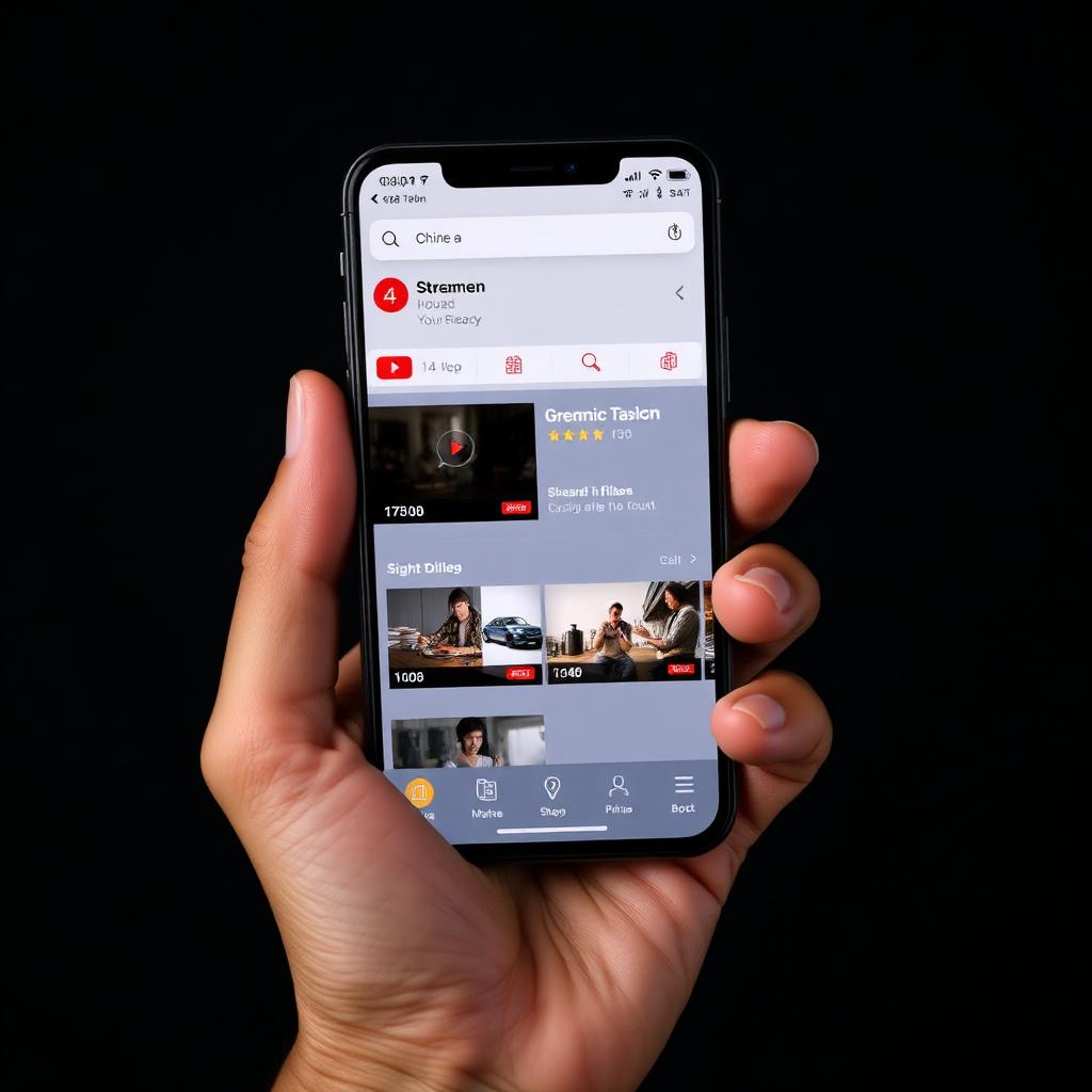 Celular con app de streaming genérica